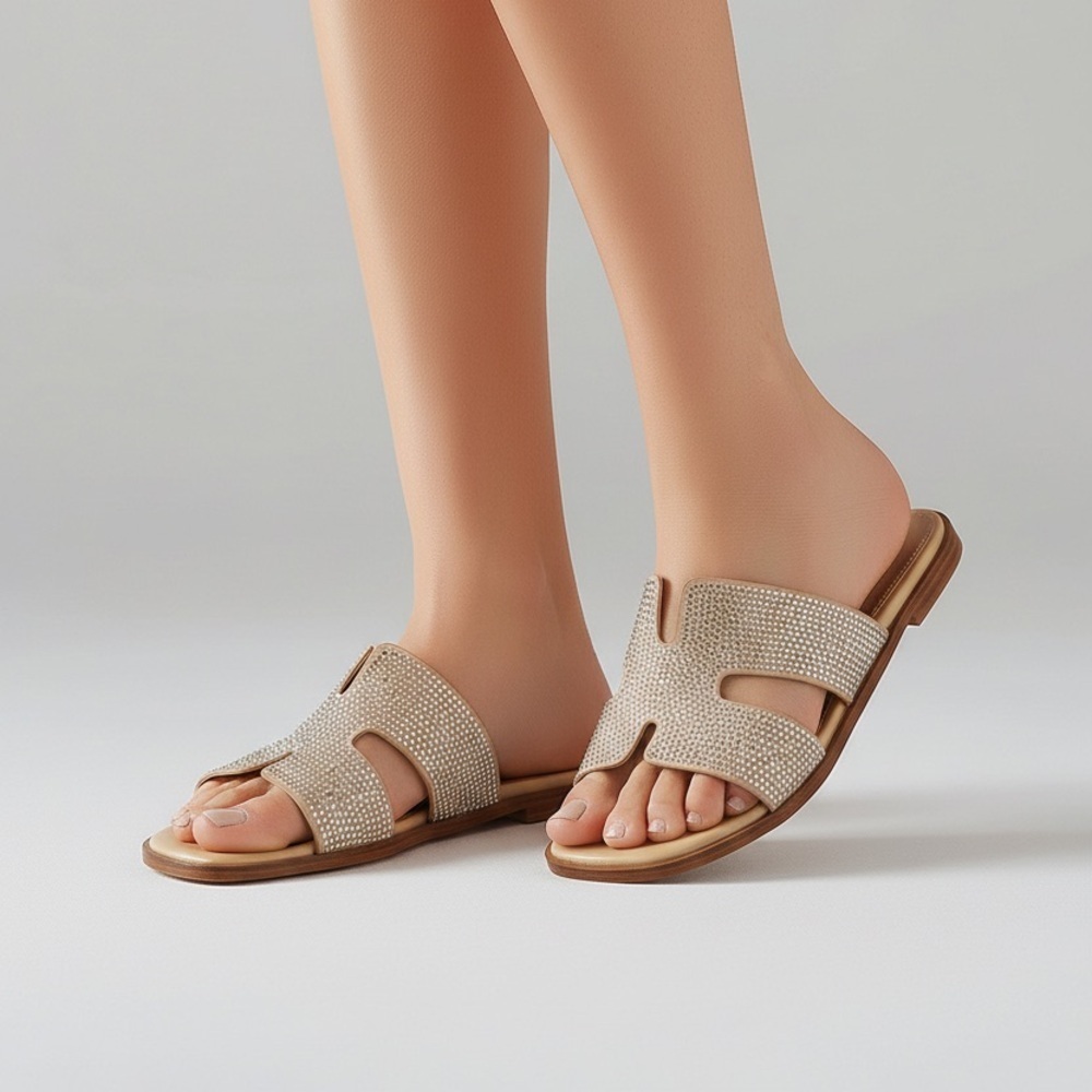 Glamorous Rhinestone Slide Sandals - Picture 2 of 8